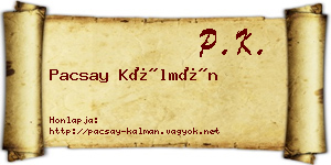 Pacsay Kálmán névjegykártya